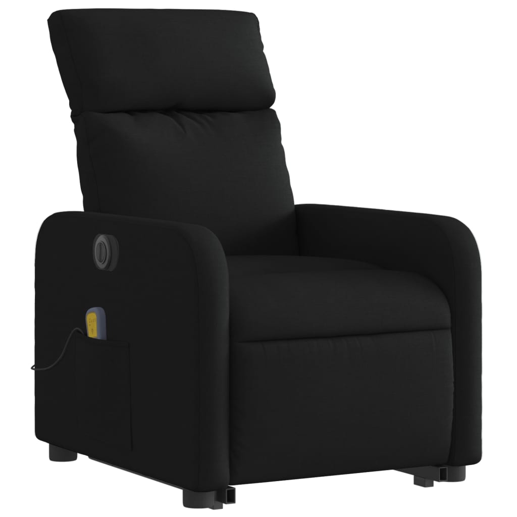 vidaXL Fotoliu electric de masaj rabatabil cu ridicare, negru, textil