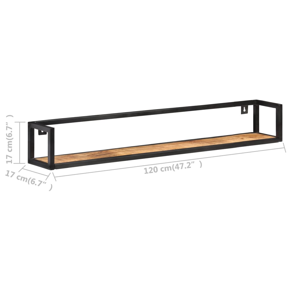 vidaXL Rafturi de perete, 2 buc., 120 cm, lemn de mango nefinisat