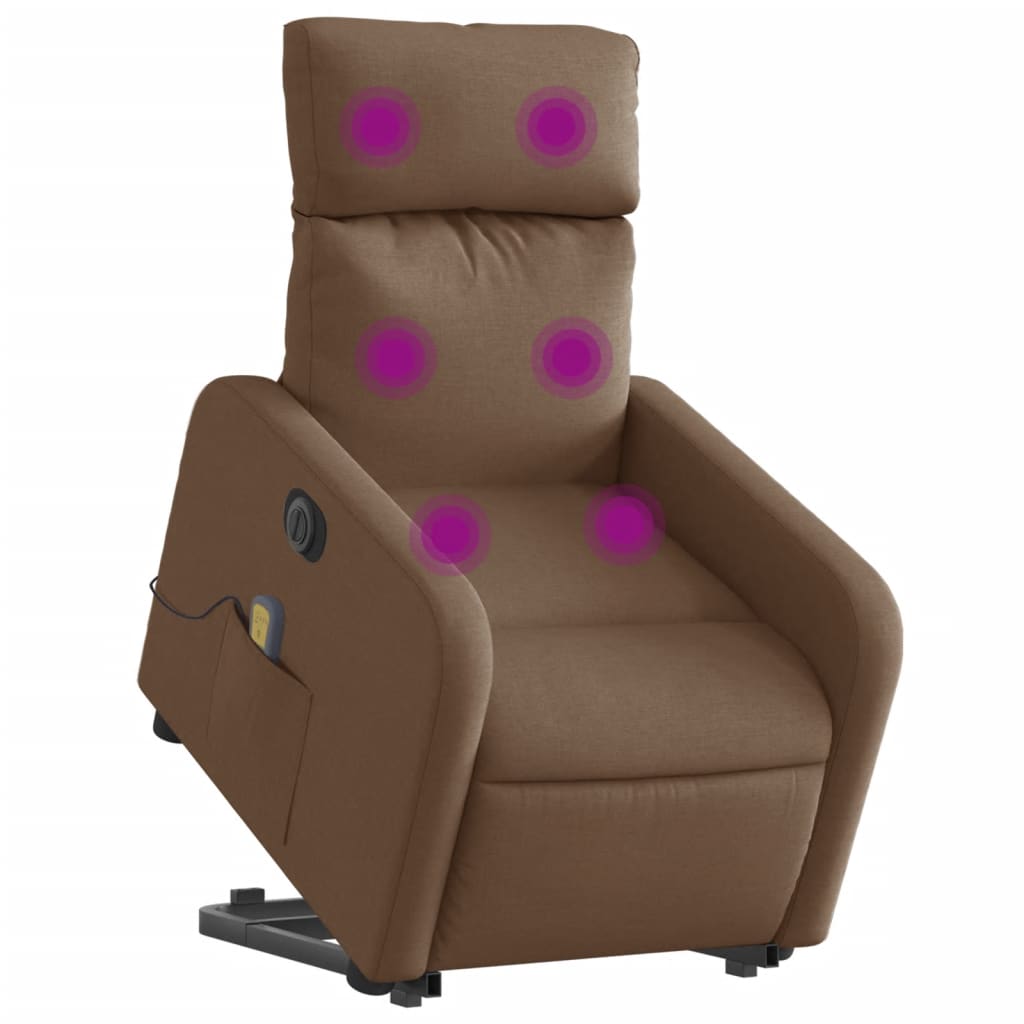 vidaXL Fotoliu electric de masaj rabatabil cu ridicare, maro, textil