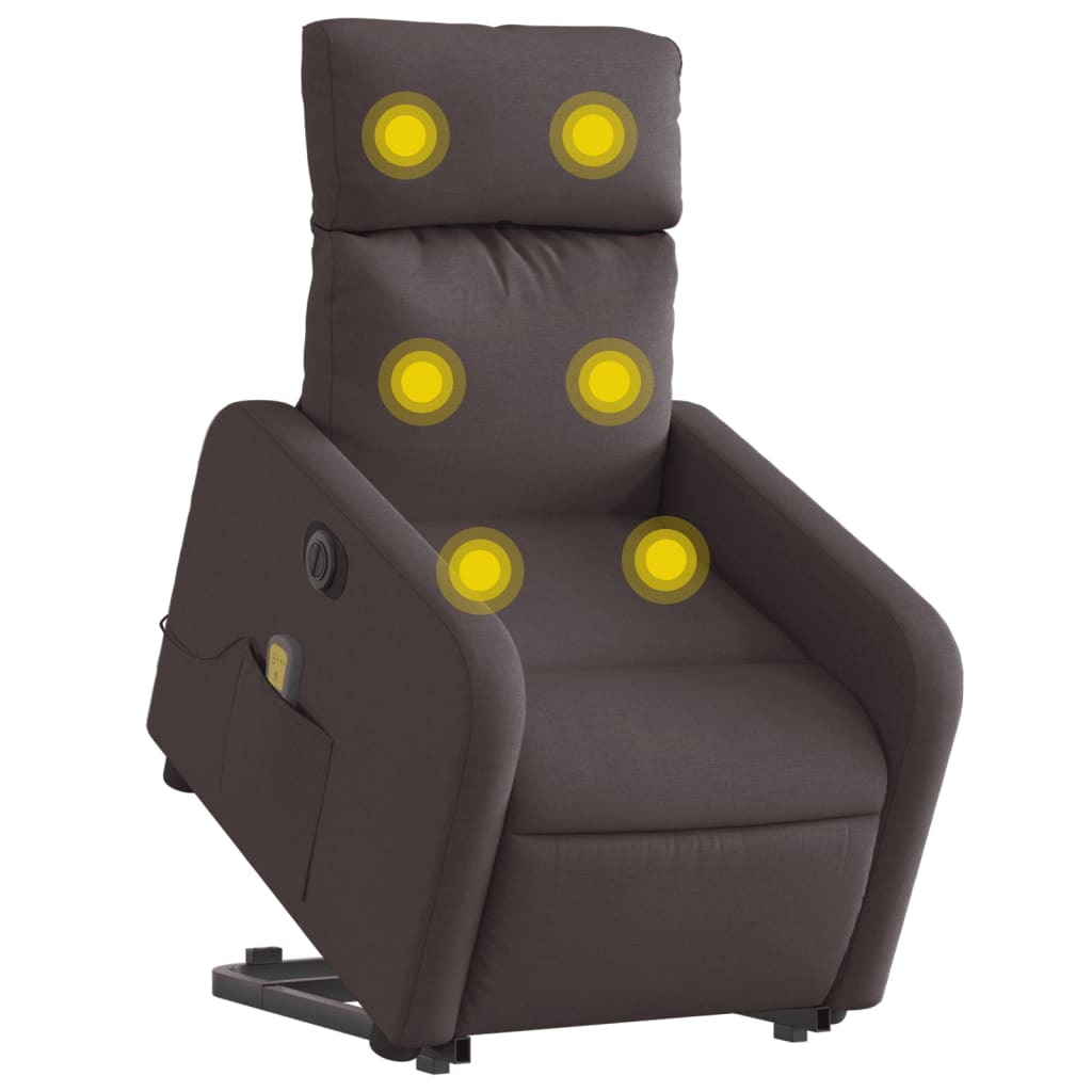 vidaXL Fotoliu electric masaj rabatabil cu ridicare maro închis textil vidaXL Fotoliu electric masaj rabatabil cu ridicare maro închis textil