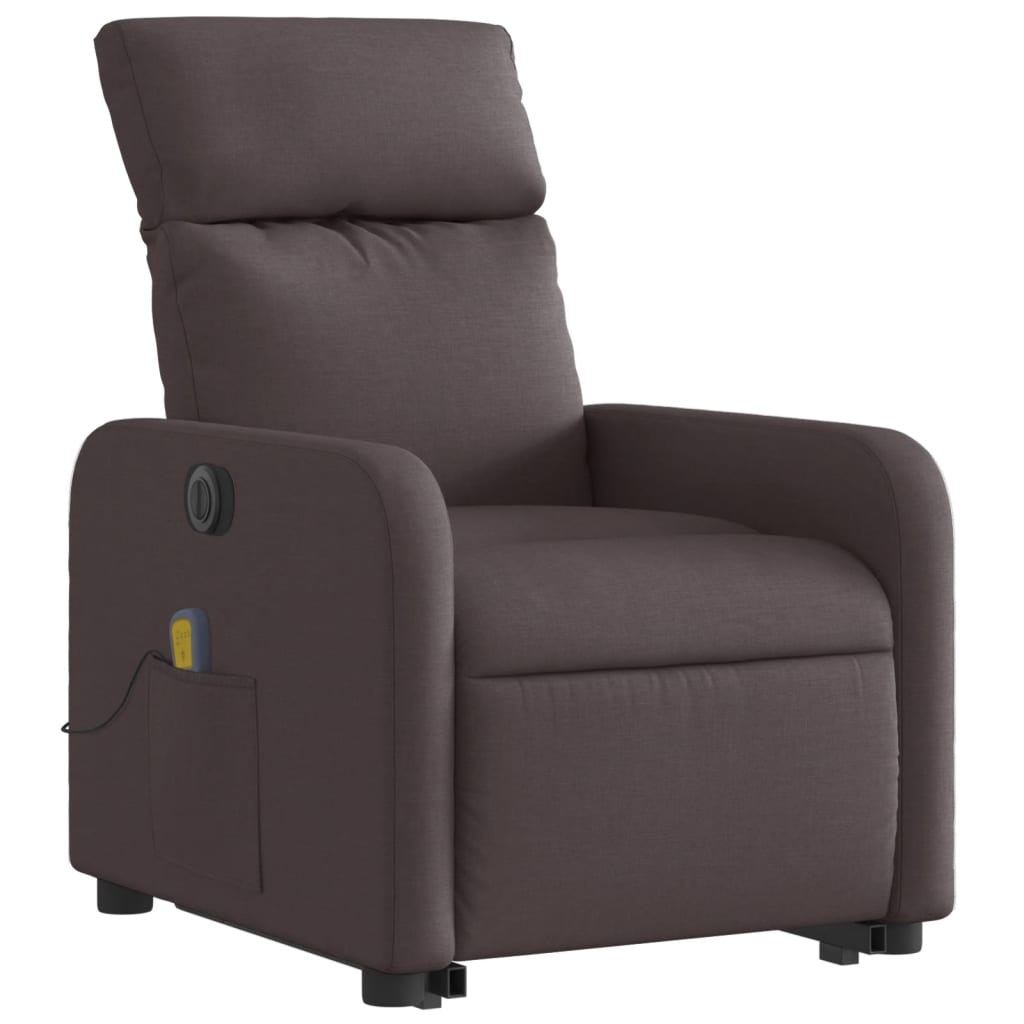 vidaXL Fotoliu electric masaj rabatabil cu ridicare maro închis textil vidaXL Fotoliu electric masaj rabatabil cu ridicare maro închis textil