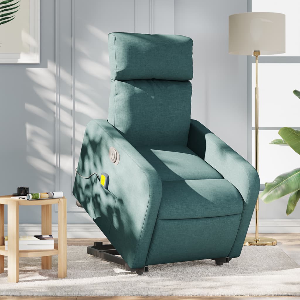 vidaXL Fotoliu electric masaj rabatabil / ridicare verde închis textil
