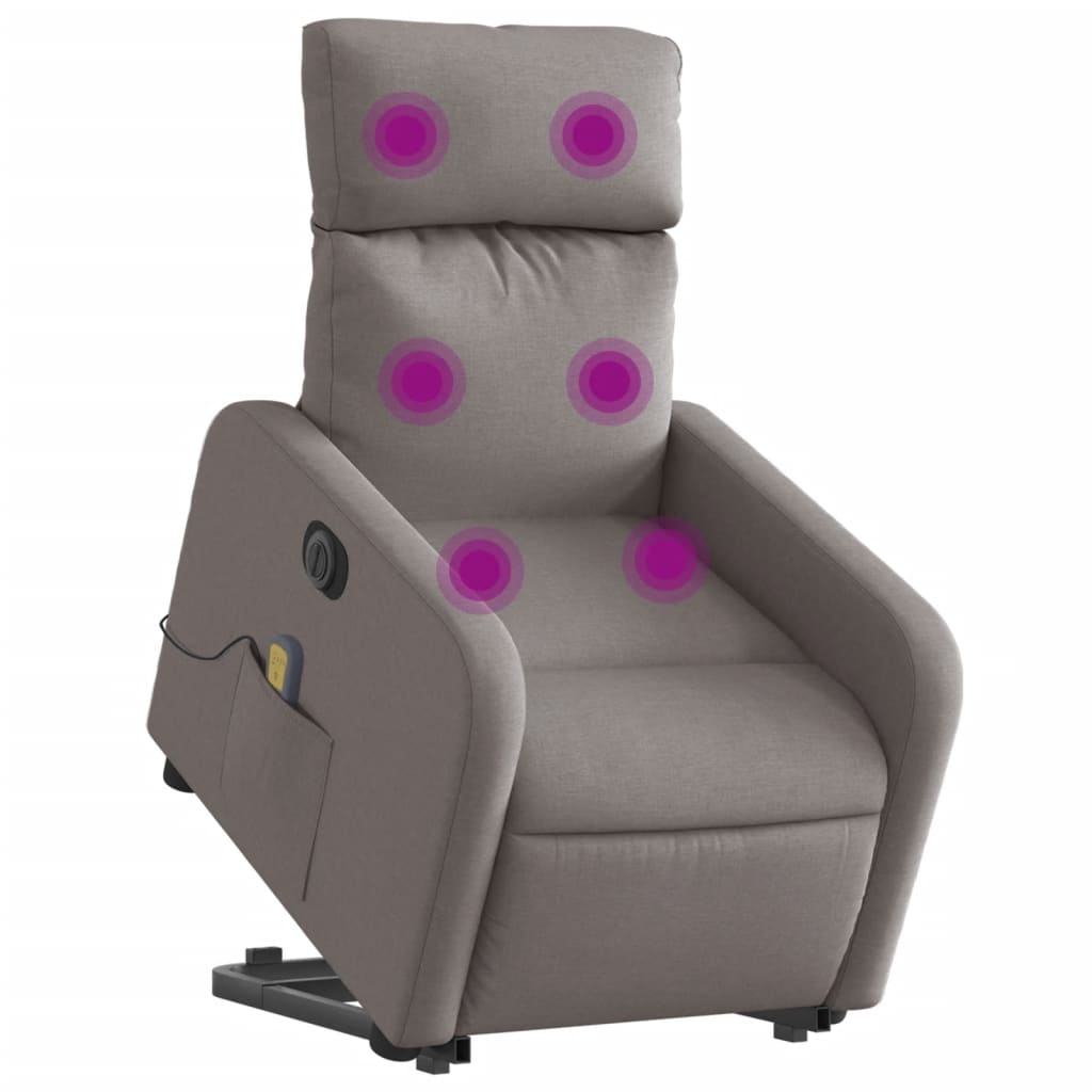 vidaXL Fotoliu electric masaj rabatabil cu ridicare, gri taupe, textil
