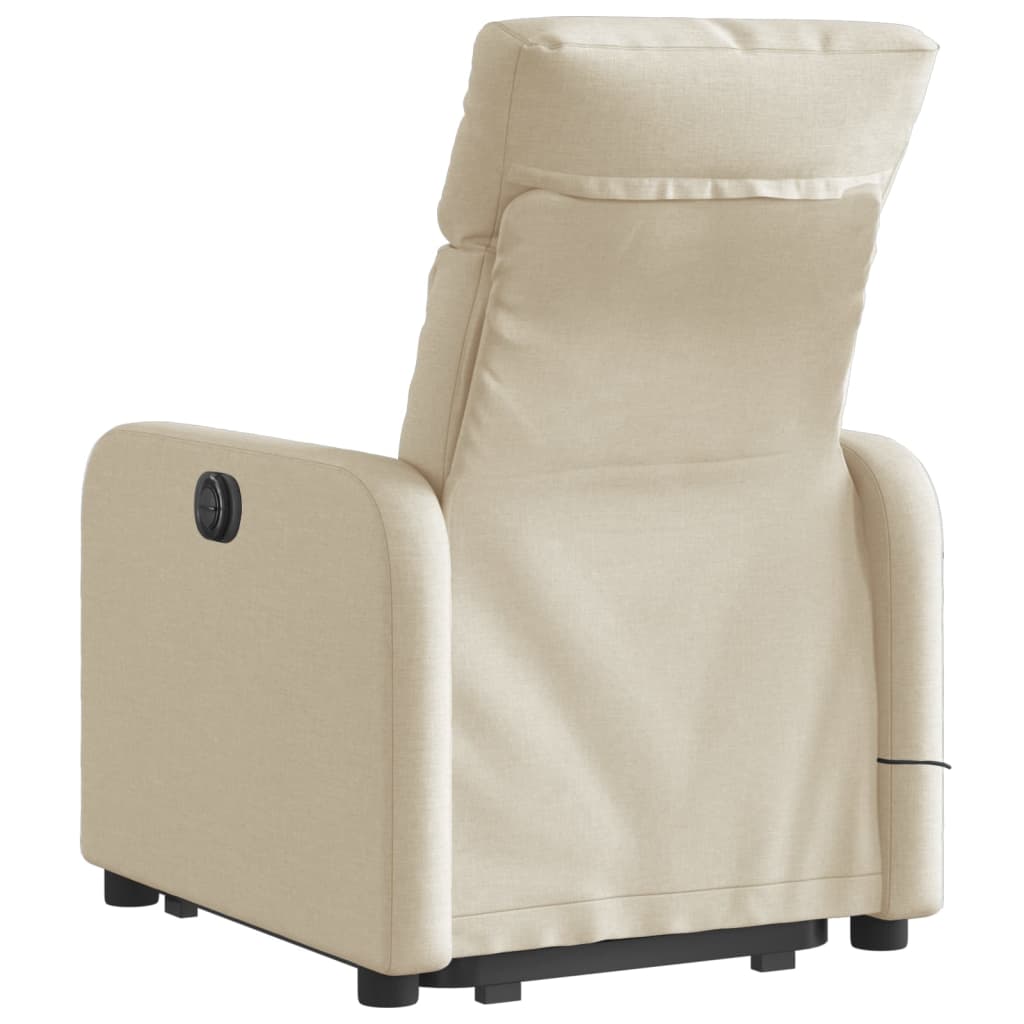vidaXL Fotoliu electric de masaj rabatabil cu ridicare, crem, textil vidaXL Fotoliu electric de masaj rabatabil cu ridicare, crem, textil