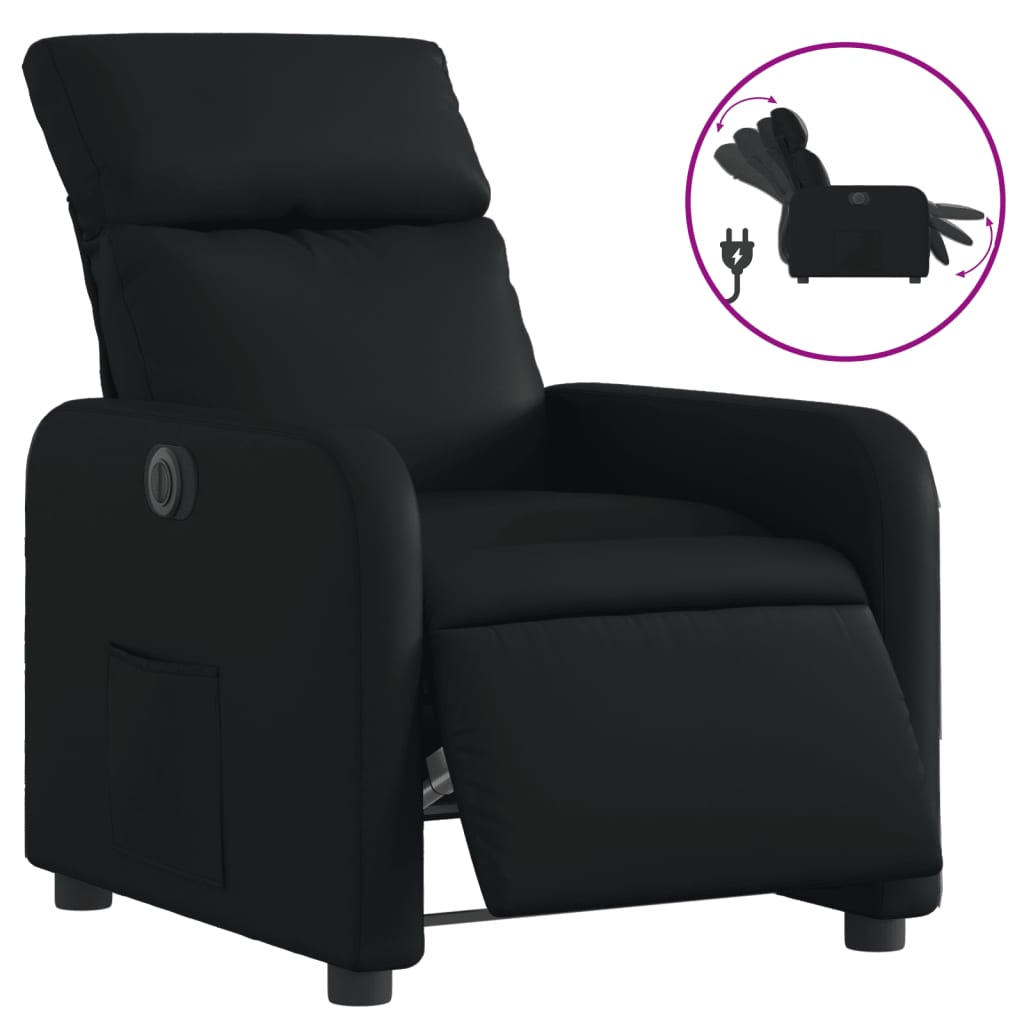 vidaXL Fotoliu rabatabil electric, negru, piele ecologică
