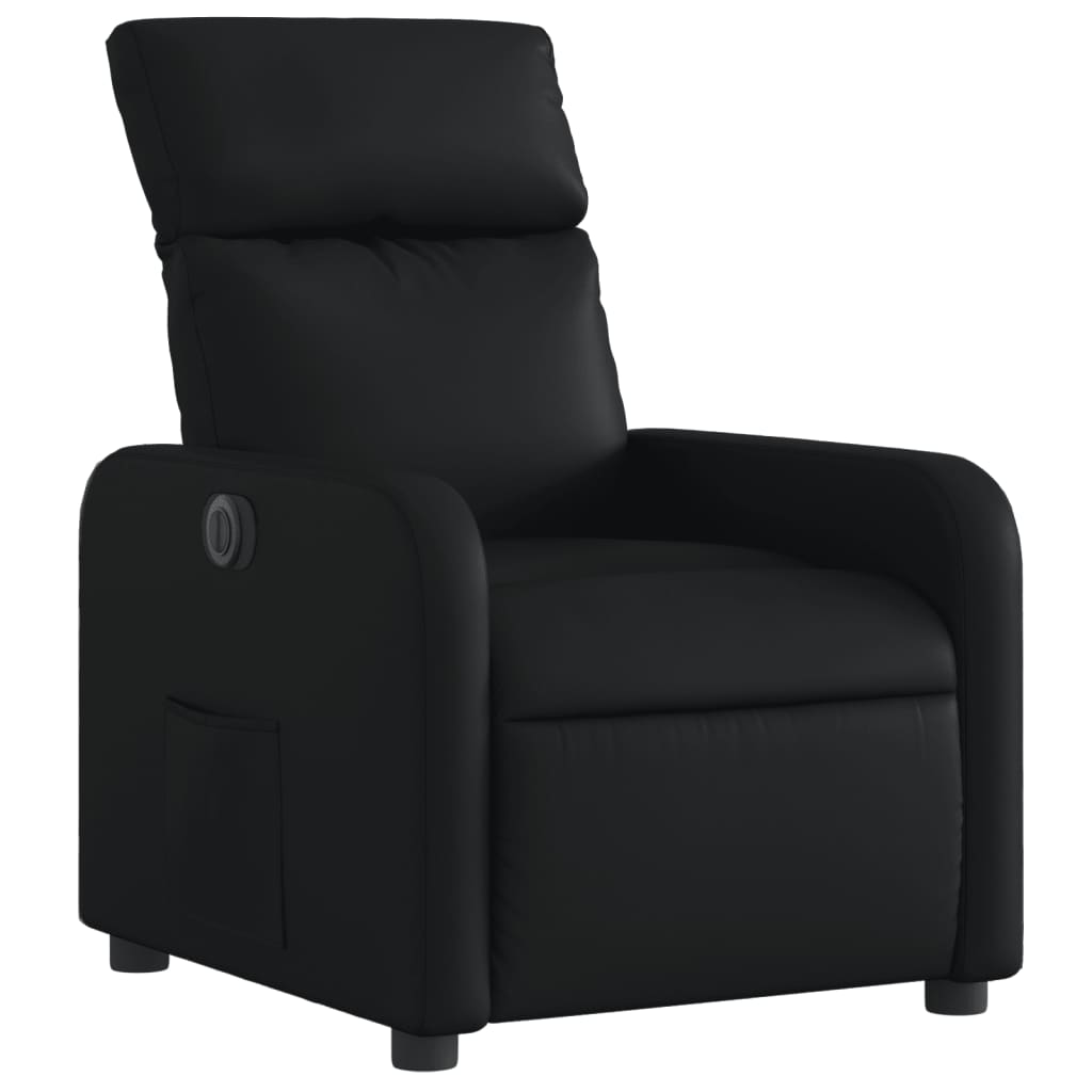 vidaXL Fotoliu rabatabil electric, negru, piele ecologică