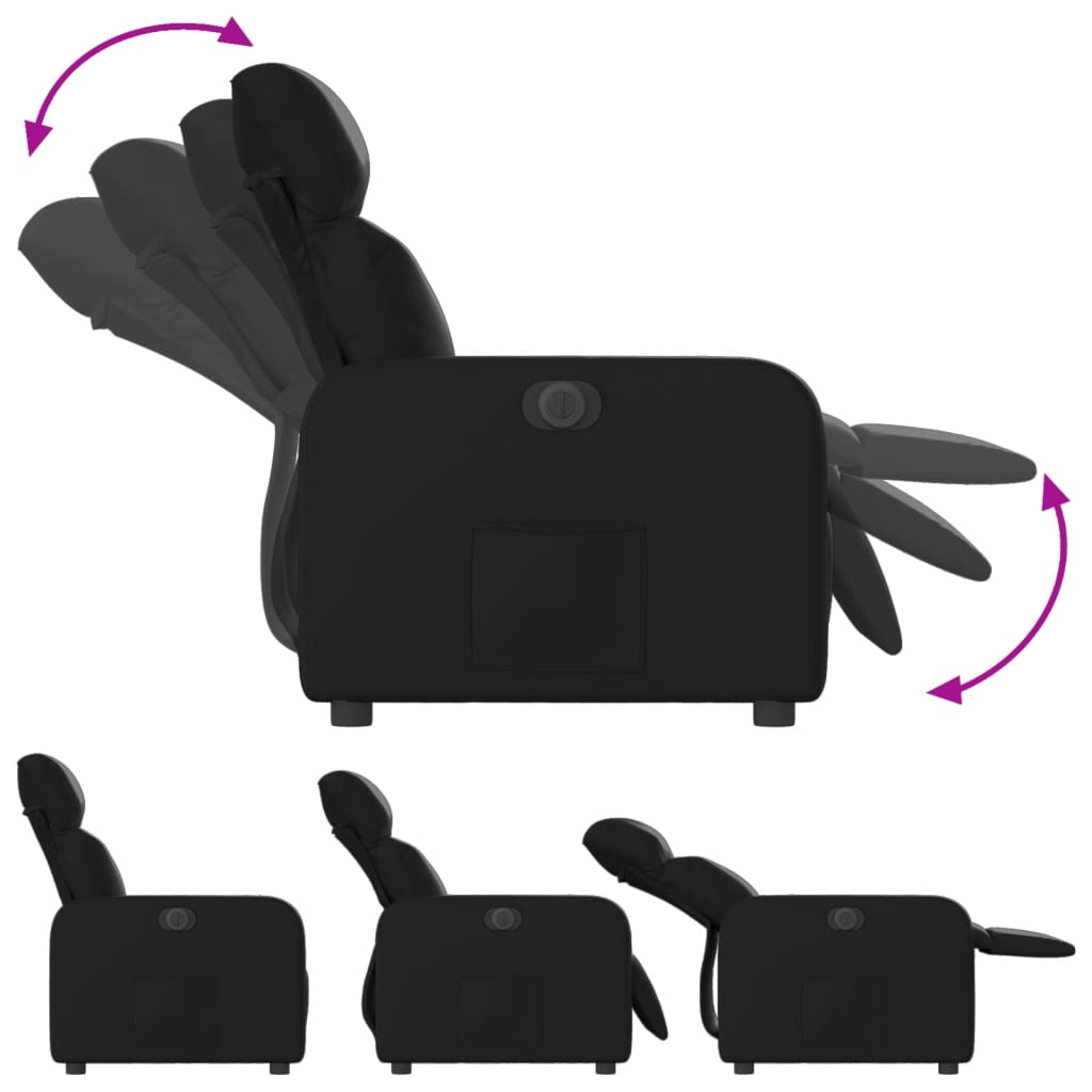 vidaXL Fotoliu rabatabil electric, negru, piele ecologică