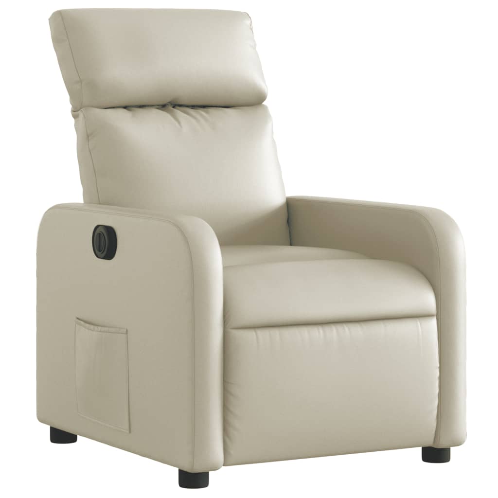vidaXL Fotoliu rabatabil electric, crem, piele ecologică