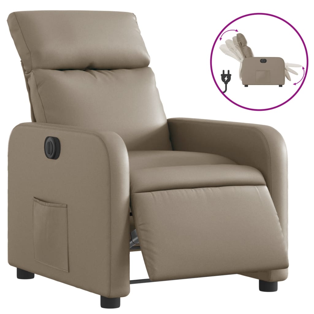 vidaXL Fotoliu rabatabil electric, cappuccino, piele ecologică