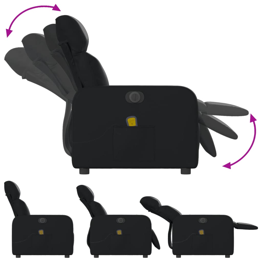 vidaXL Fotoliu electric de masaj rabatabil, negru, piele ecologică vidaXL Fotoliu electric de masaj rabatabil, negru, piele ecologică