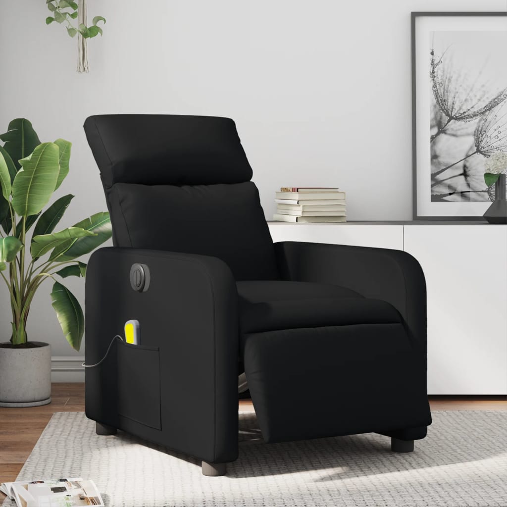 vidaXL Fotoliu electric de masaj rabatabil, negru, piele ecologică vidaXL Fotoliu electric de masaj rabatabil, negru, piele ecologică