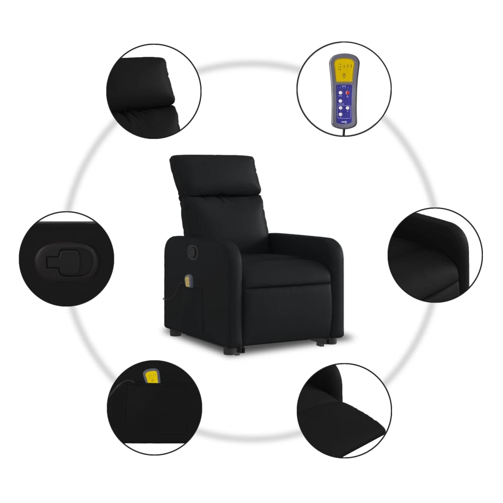 vidaXL Fotoliu de masaj rabatabil cu ridicare negru piele ecologică