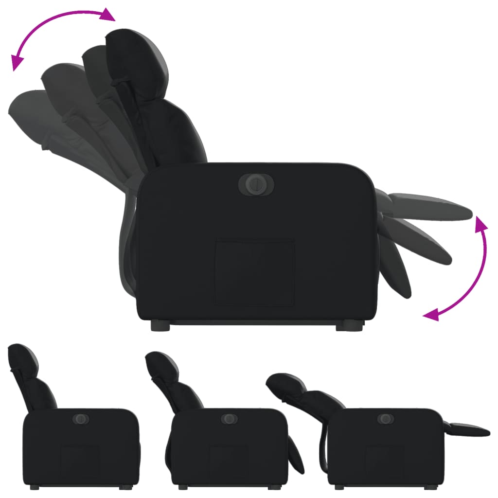 vidaXL Fotoliu rabatabil electric cu ridicare, negru, piele ecologică