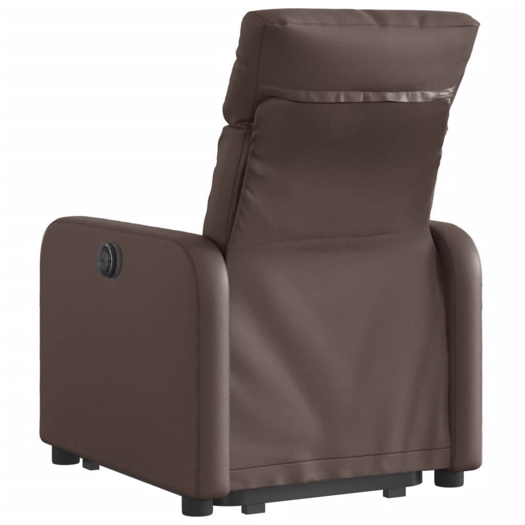 vidaXL Fotoliu rabatabil electric cu ridicare, maro, piele ecologică