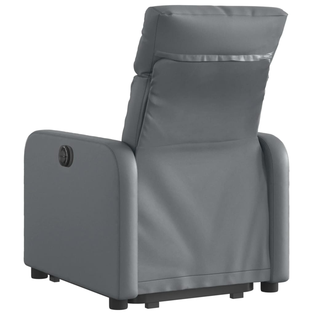 vidaXL Fotoliu rabatabil electric cu ridicare, gri, piele ecologică