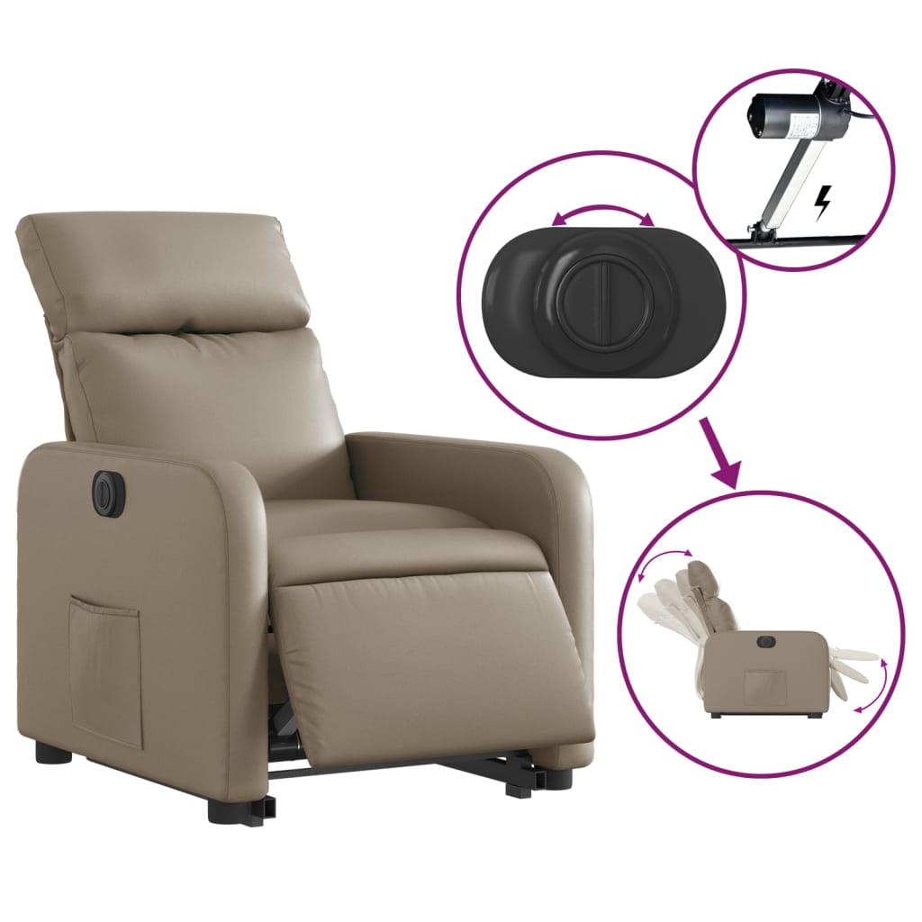 vidaXL Fotoliu rabatabil electric cu ridicare, cappuccino