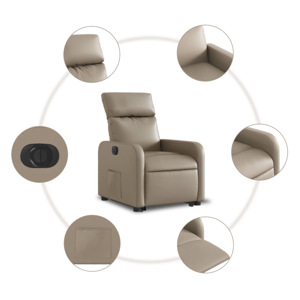 vidaXL Fotoliu rabatabil electric cu ridicare, cappuccino