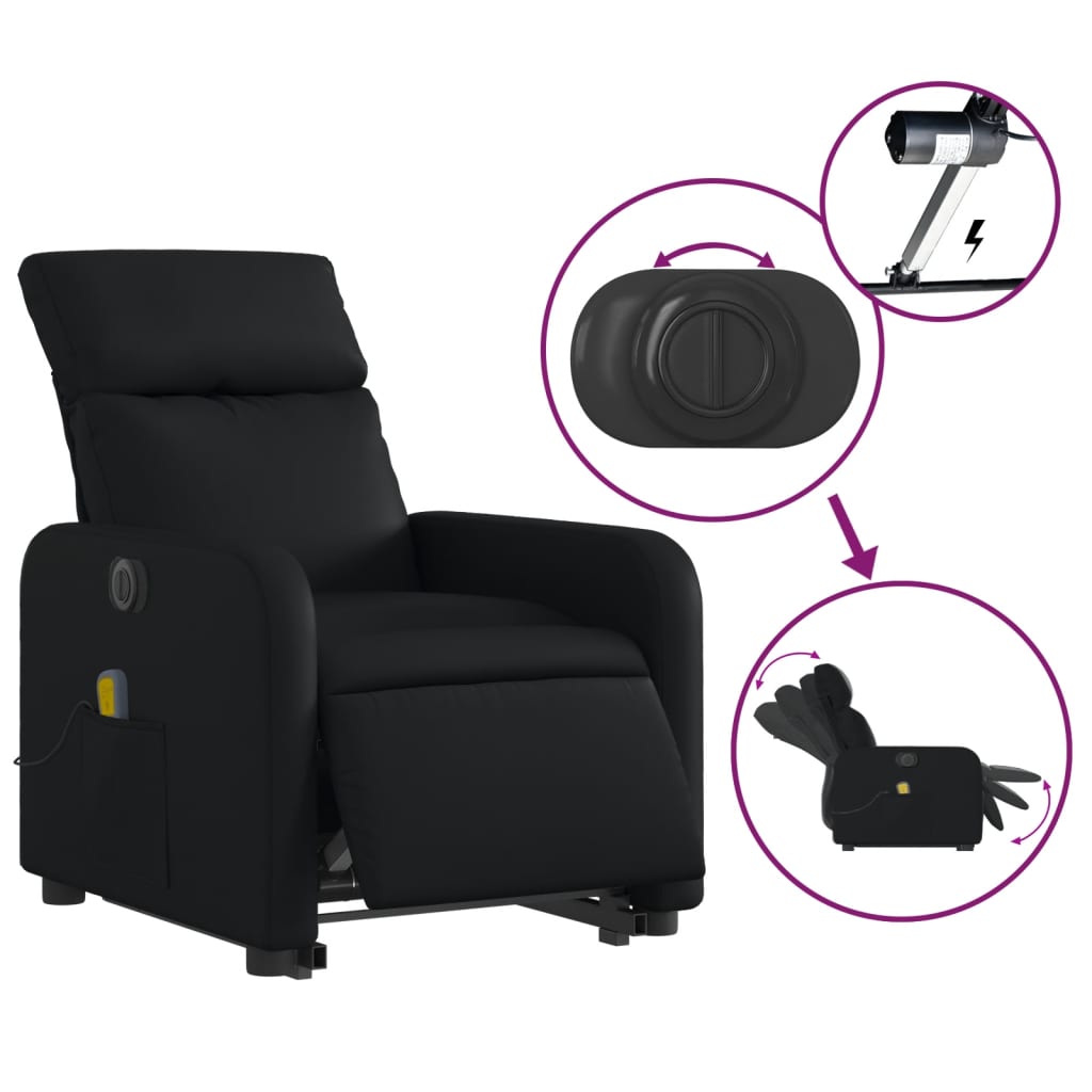 vidaXL Fotoliu electric masaj rabatabil cu ridicare, negru