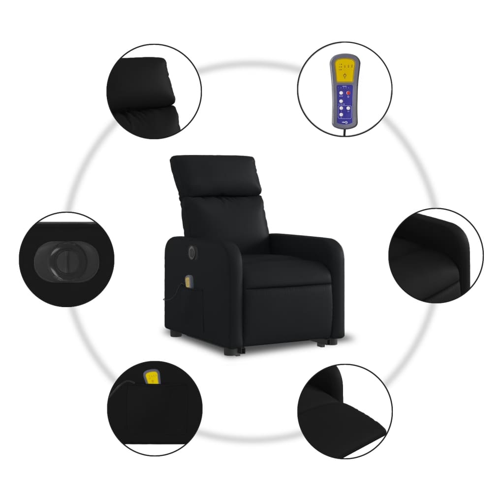 vidaXL Fotoliu electric masaj rabatabil cu ridicare, negru