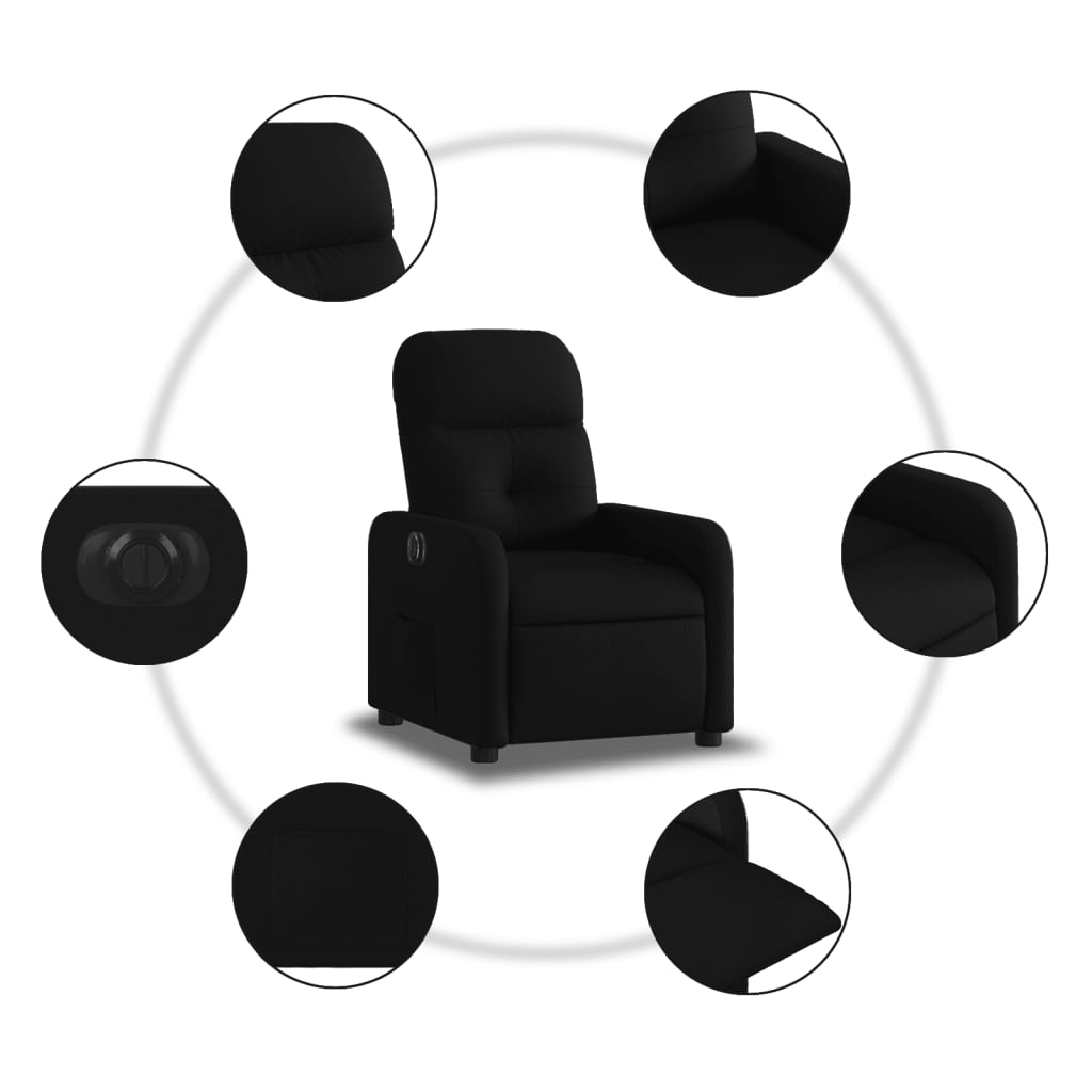 vidaXL Fotoliu rabatabil electric, negru, material textil