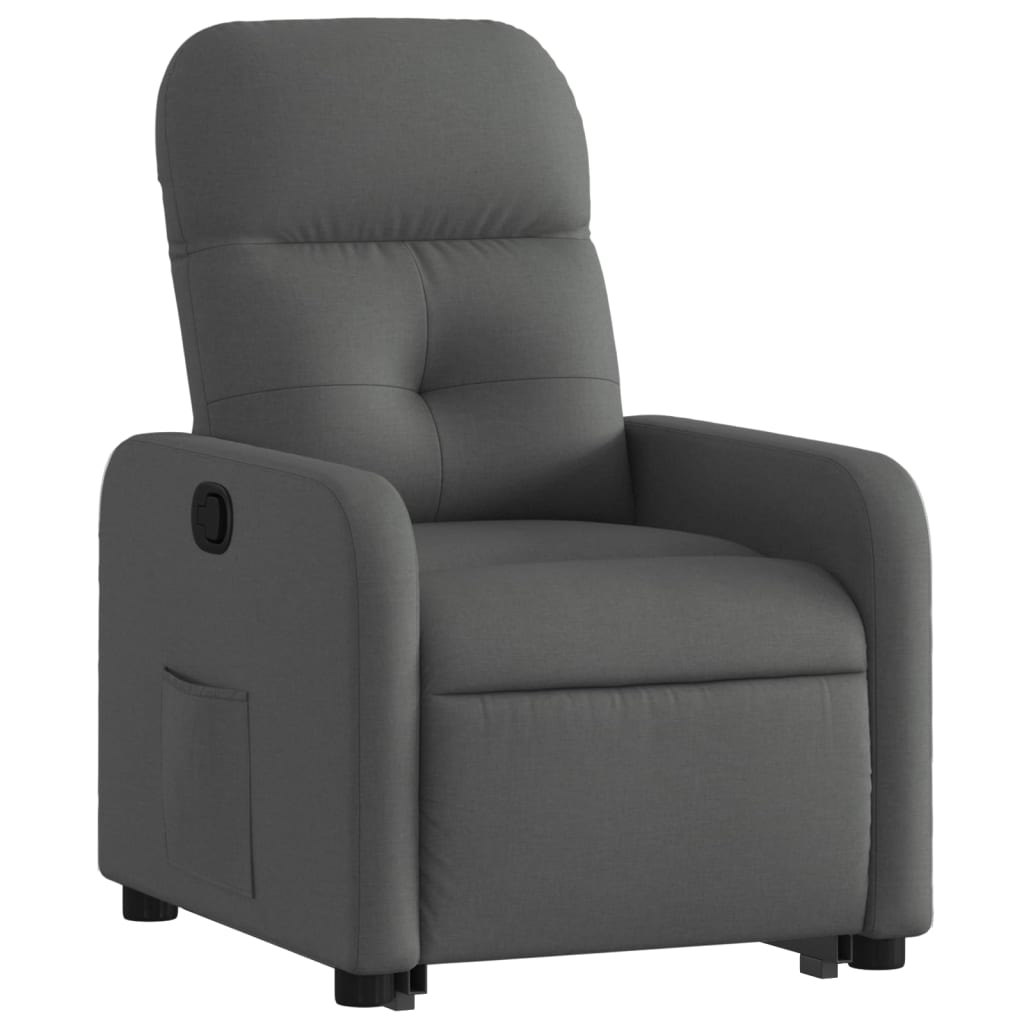 vidaXL Fotoliu rabatabil cu ridicare pe verticală, gri închis, textil vidaXL Fotoliu rabatabil cu ridicare pe verticală, gri închis, textil