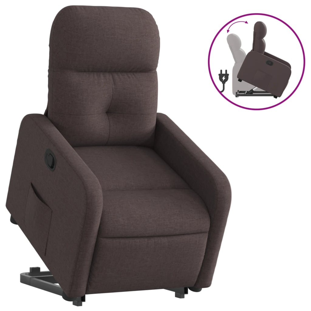 vidaXL Fotoliu rabatabil cu ridicare pe verticală, maro închis, textil
