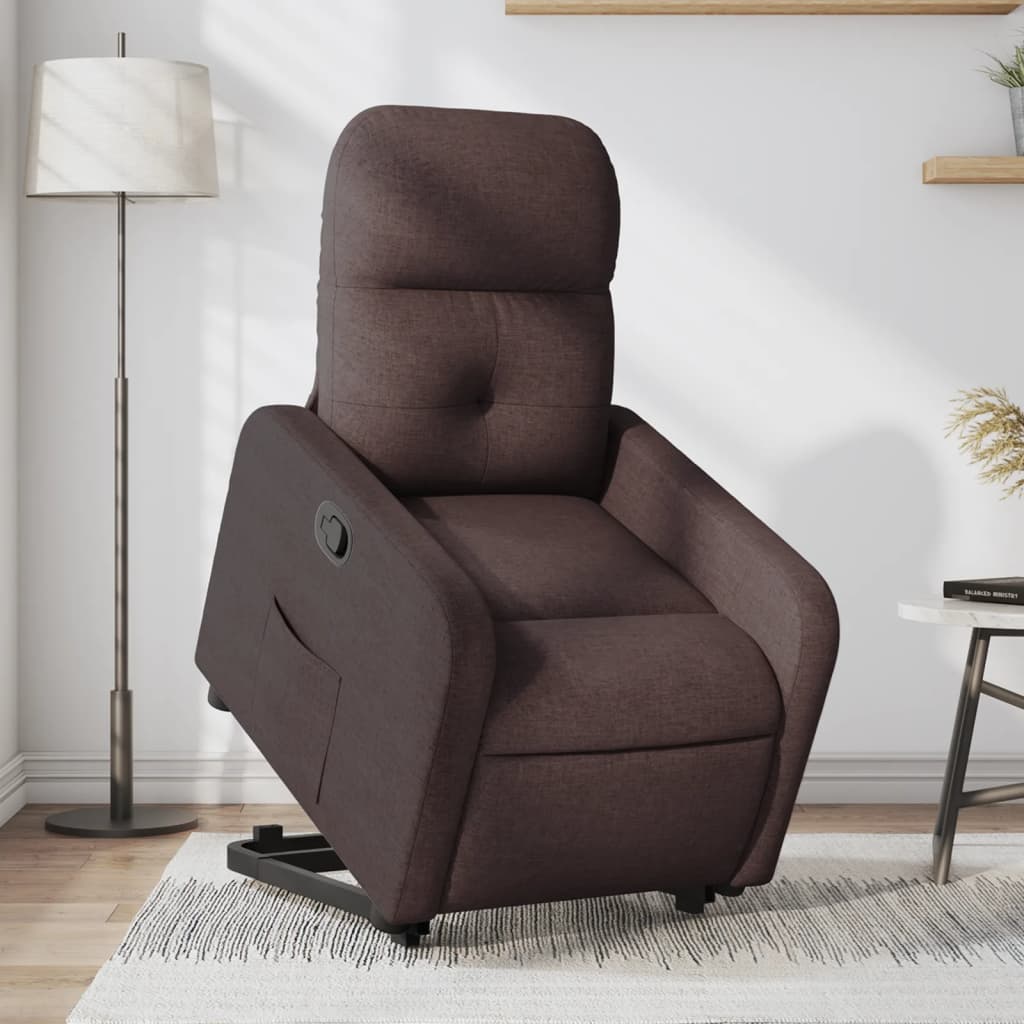 vidaXL Fotoliu rabatabil cu ridicare pe verticală, maro închis, textil