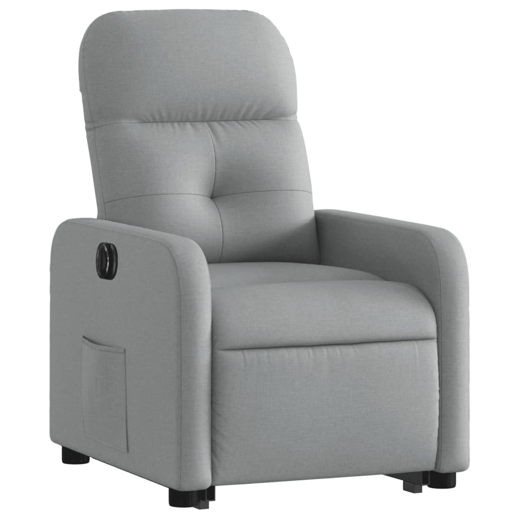 vidaXL Fotoliu electric rabatabil cu ridicare, gri deschis, textil