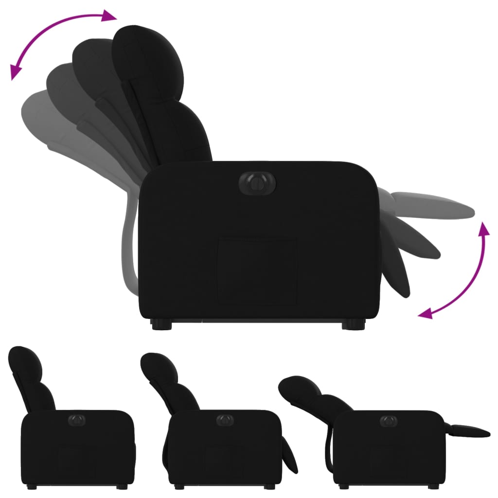 vidaXL Fotoliu electric rabatabil cu ridicare, negru, textil