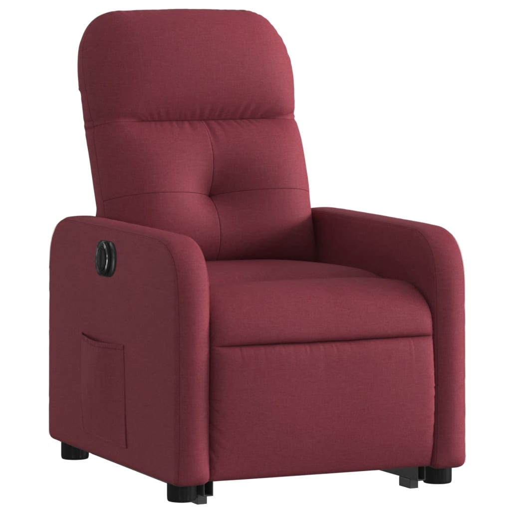 vidaXL Fotoliu electric rabatabil cu ridicare, roșu vin, textil
