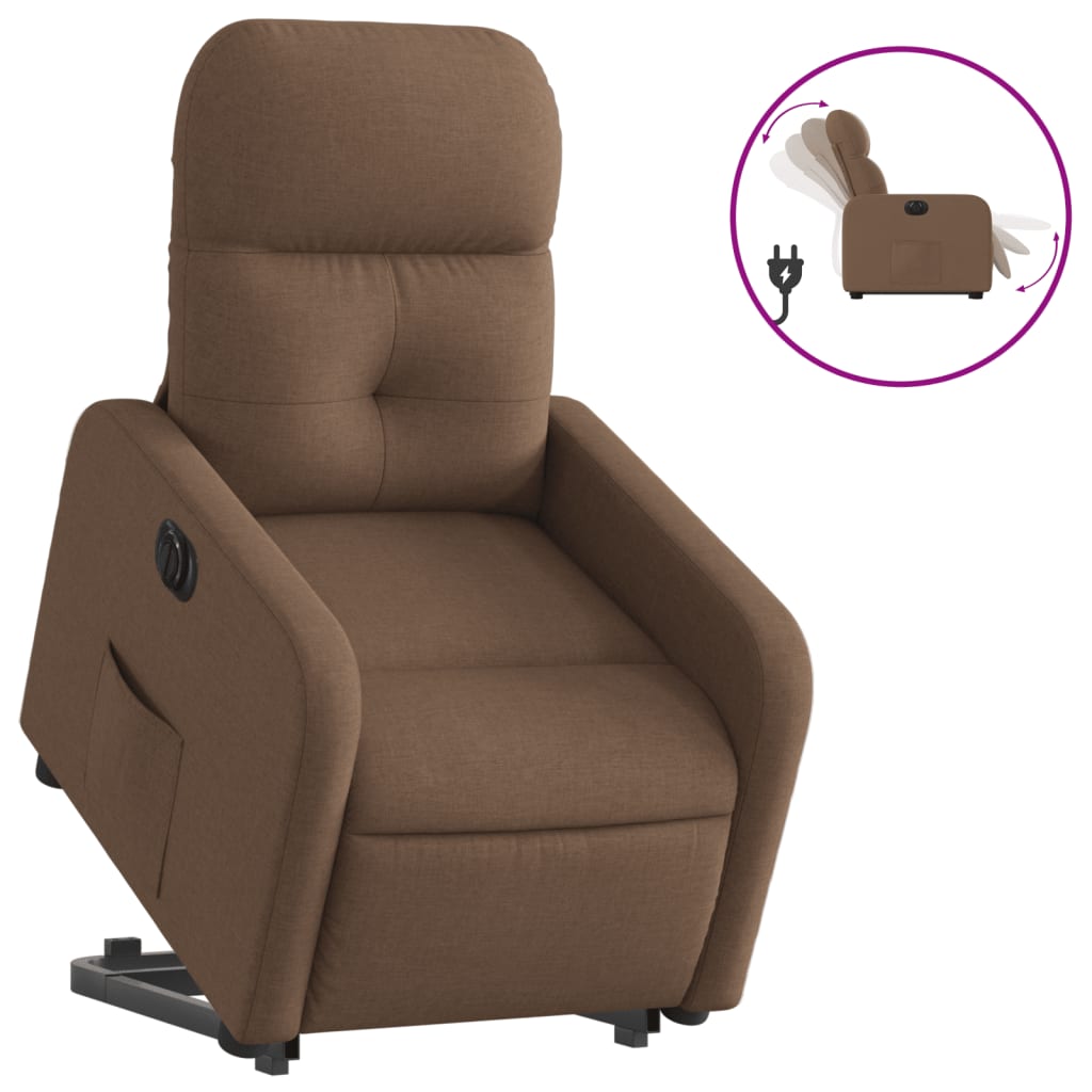 vidaXL Fotoliu electric rabatabil cu ridicare, maro, textil