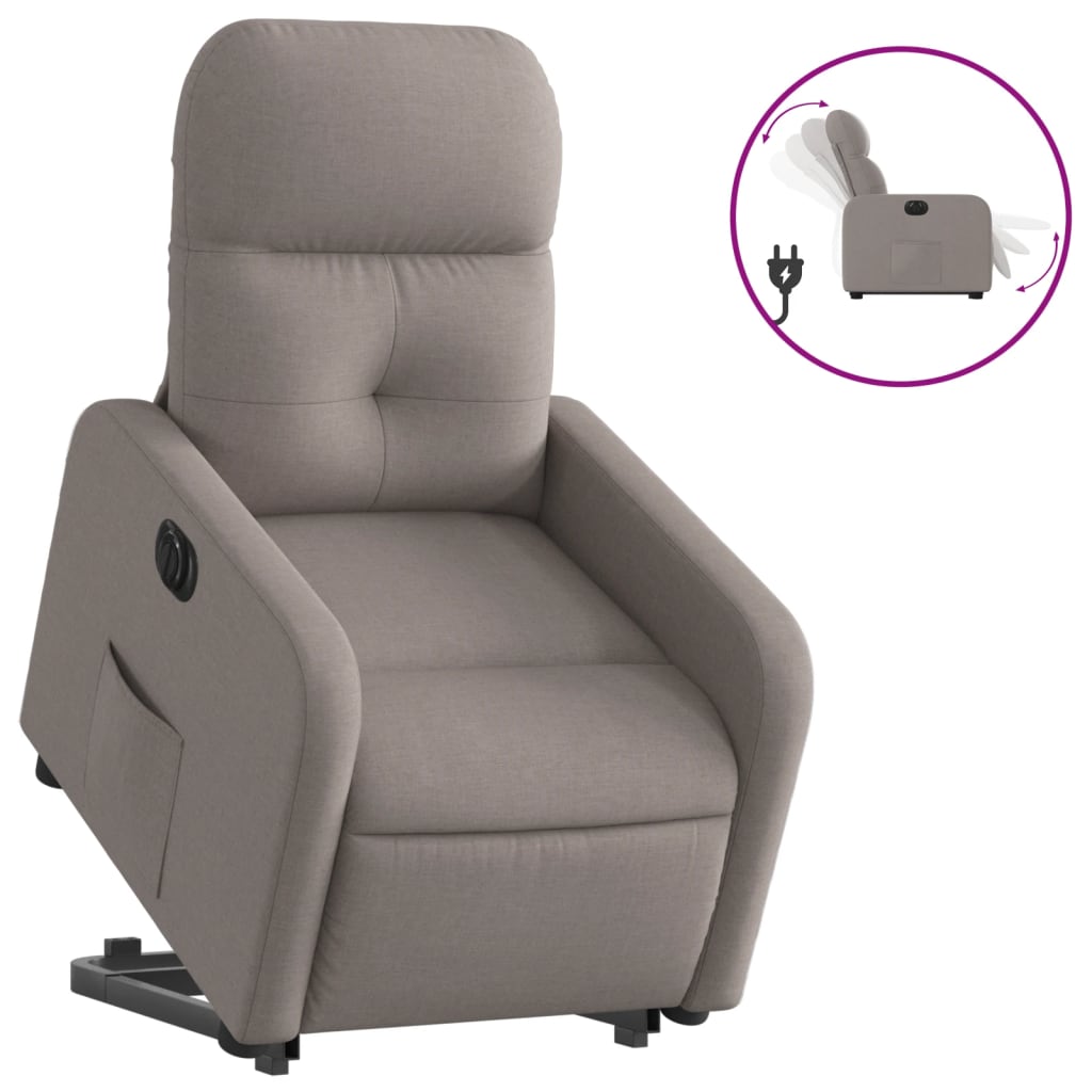 vidaXL Fotoliu electric rabatabil cu ridicare, gri taupe, textil