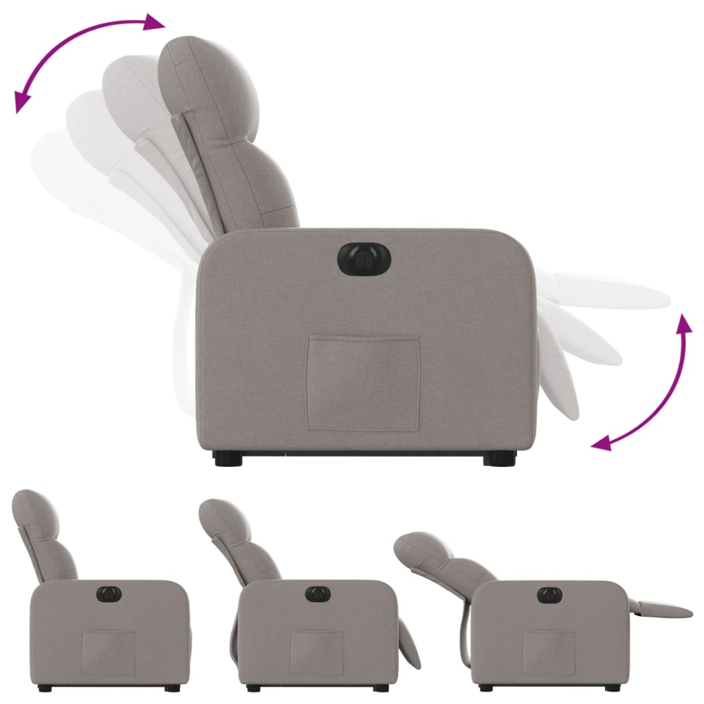 vidaXL Fotoliu electric rabatabil cu ridicare, gri taupe, textil