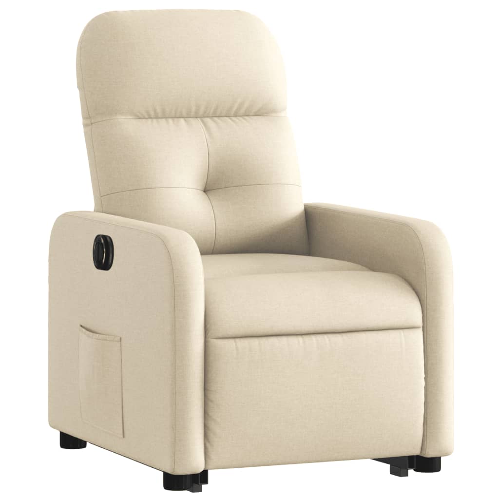 vidaXL Fotoliu electric rabatabil cu ridicare, crem, textil