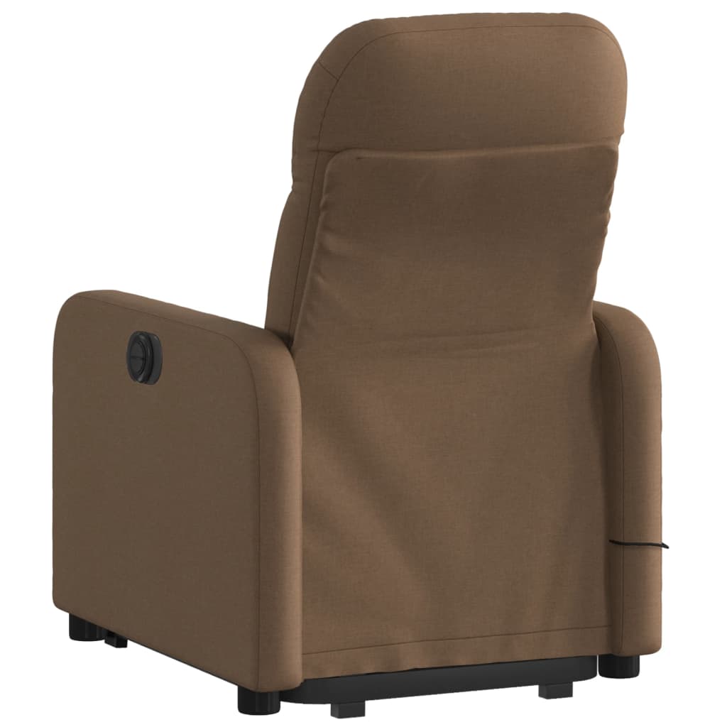 vidaXL Fotoliu electric de masaj rabatabil cu ridicare, maro, textil