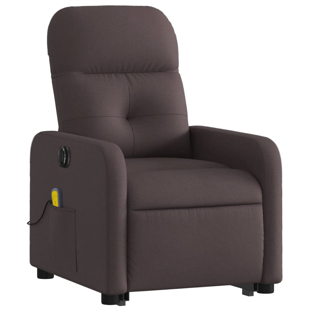 vidaXL Fotoliu electric masaj rabatabil cu ridicare maro închis textil vidaXL Fotoliu electric masaj rabatabil cu ridicare maro închis textil