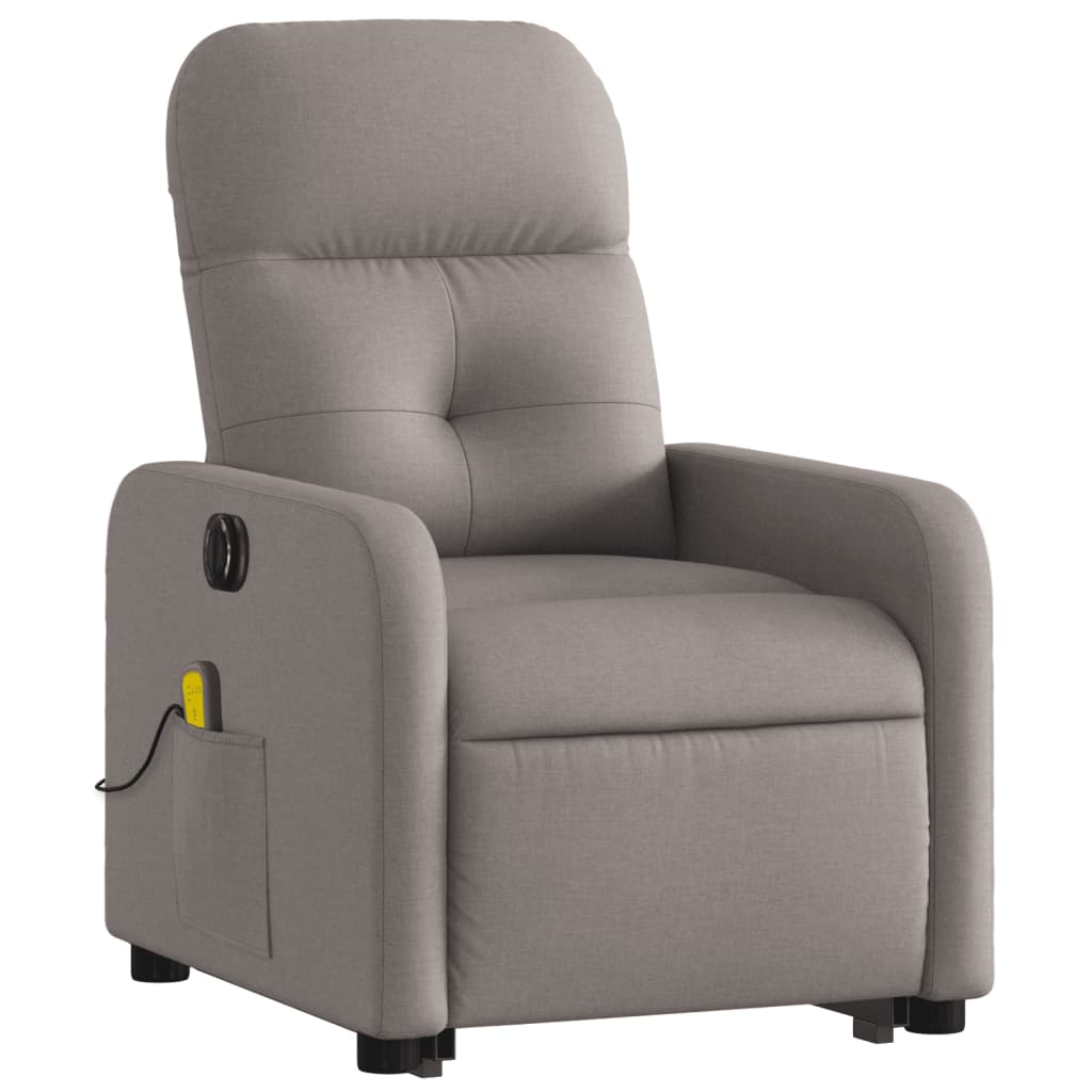 vidaXL Fotoliu electric masaj rabatabil cu ridicare, gri taupe, textil