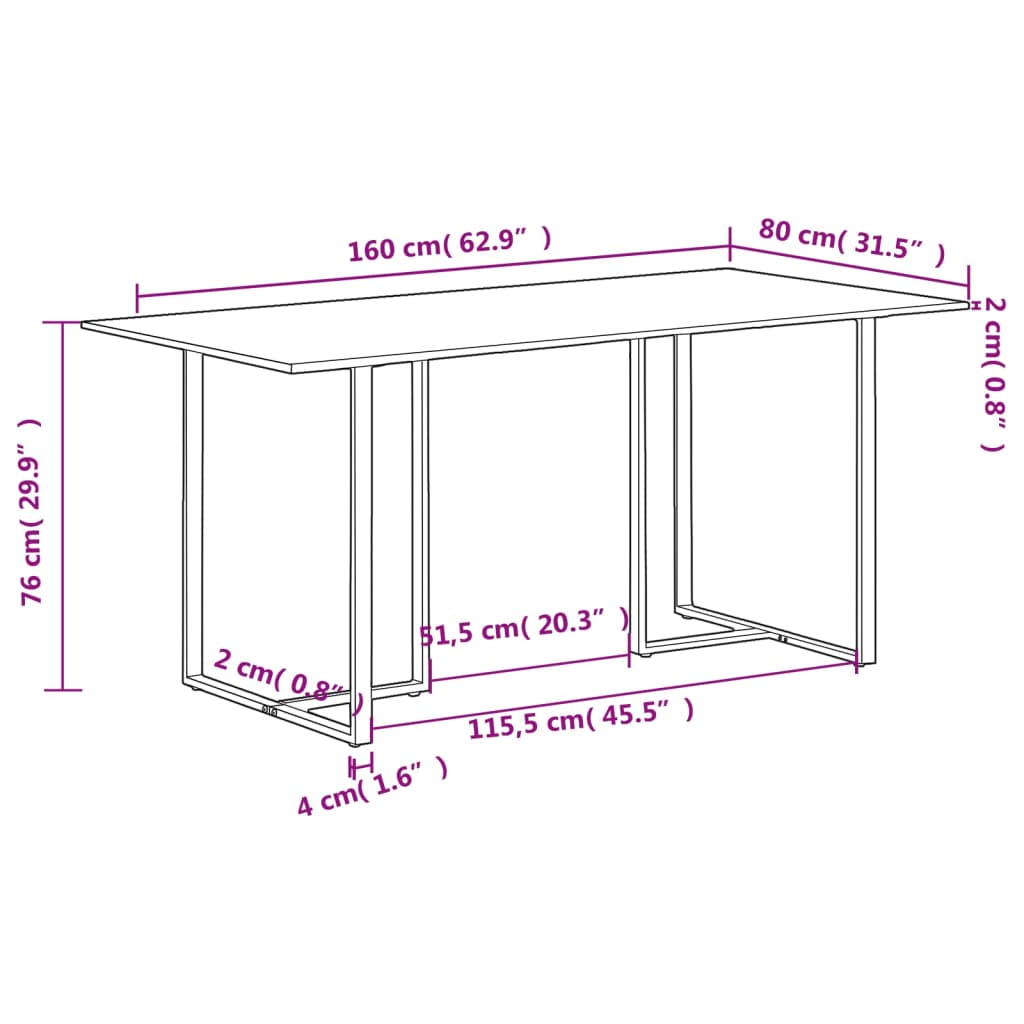 vidaXL Masă de bucătărie, 160 cm, lemn masiv reciclat vidaXL Masă de bucătărie, 160 cm, lemn masiv reciclat