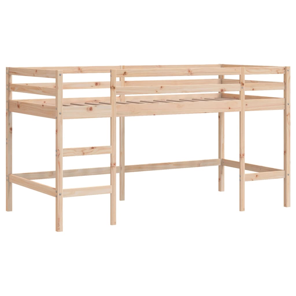 vidaXL Pat etajat de copii perdele, alb/negru 90x190 cm lemn masiv pin