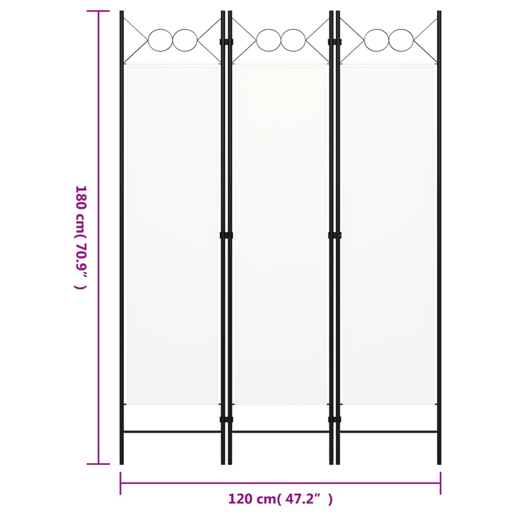 vidaXL Paravan de cameră cu 3 panouri, alb, 120 x 180 cm vidaXL Paravan de cameră cu 3 panouri, alb, 120 x 180 cm