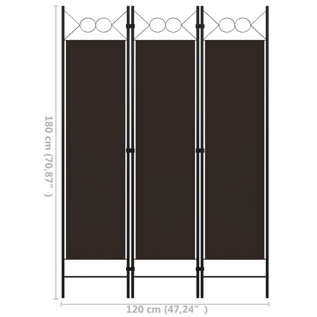 vidaXL Paravan de cameră cu 3 panouri, maro, 120 x 180 cm vidaXL Paravan de cameră cu 3 panouri, maro, 120 x 180 cm