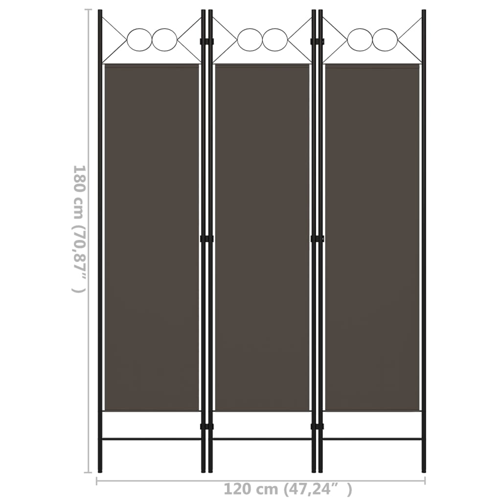 vidaXL Paravan de cameră cu 3 panouri, antracit, 120 x 180 cm vidaXL Paravan de cameră cu 3 panouri, antracit, 120 x 180 cm