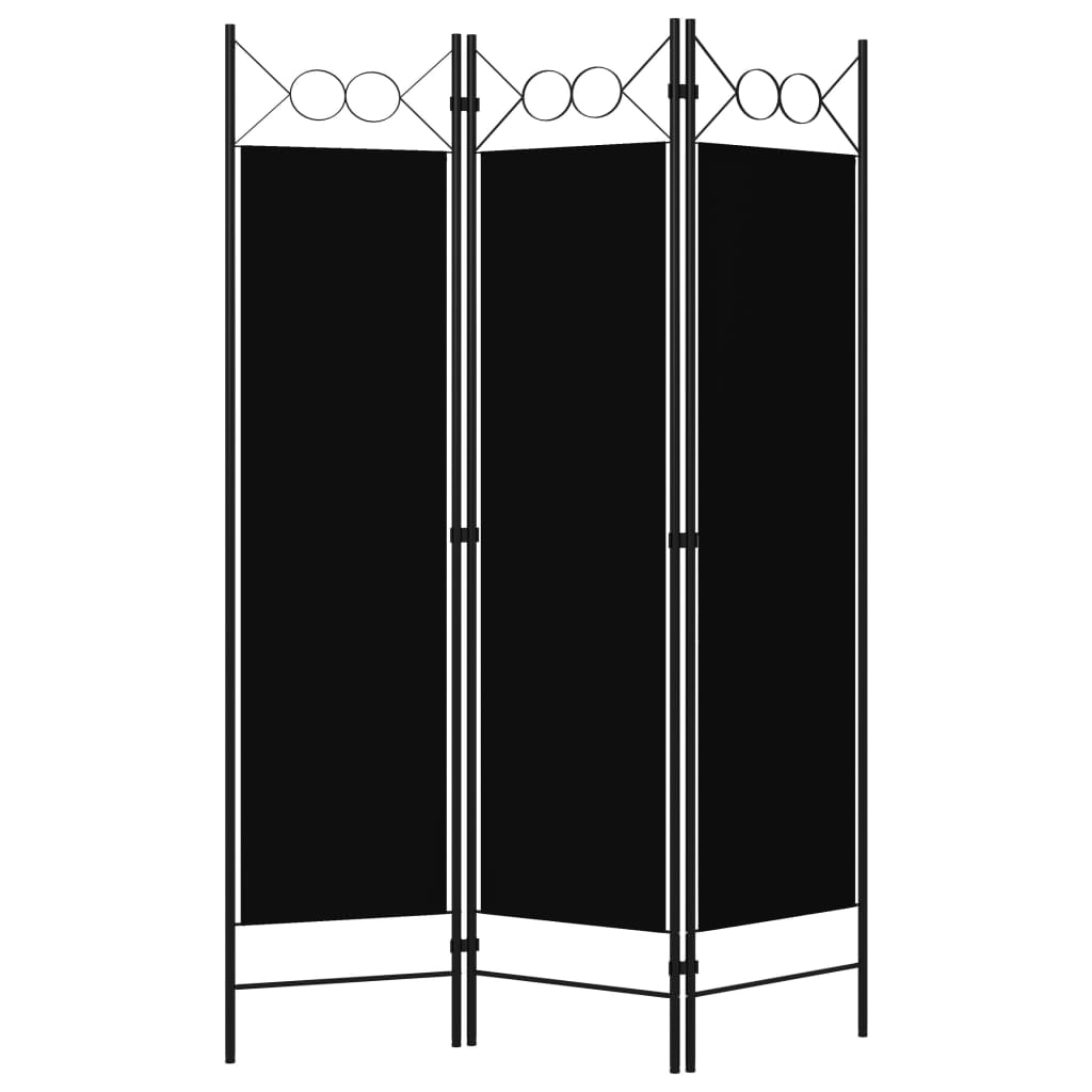 vidaXL Paravan de cameră cu 3 panouri, negru, 120 x 180 cm vidaXL Paravan de cameră cu 3 panouri, negru, 120 x 180 cm