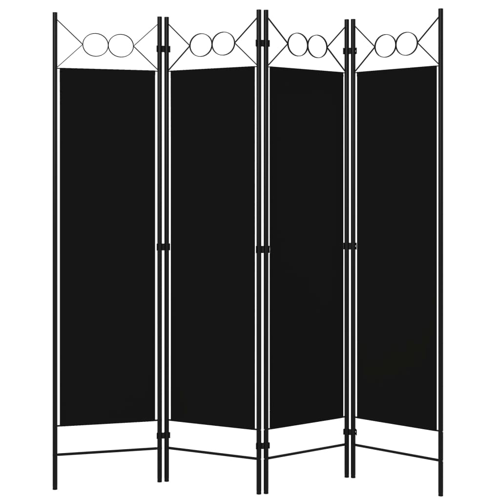 vidaXL Paravan de cameră cu 4 panouri, negru, 160 x 180 cm