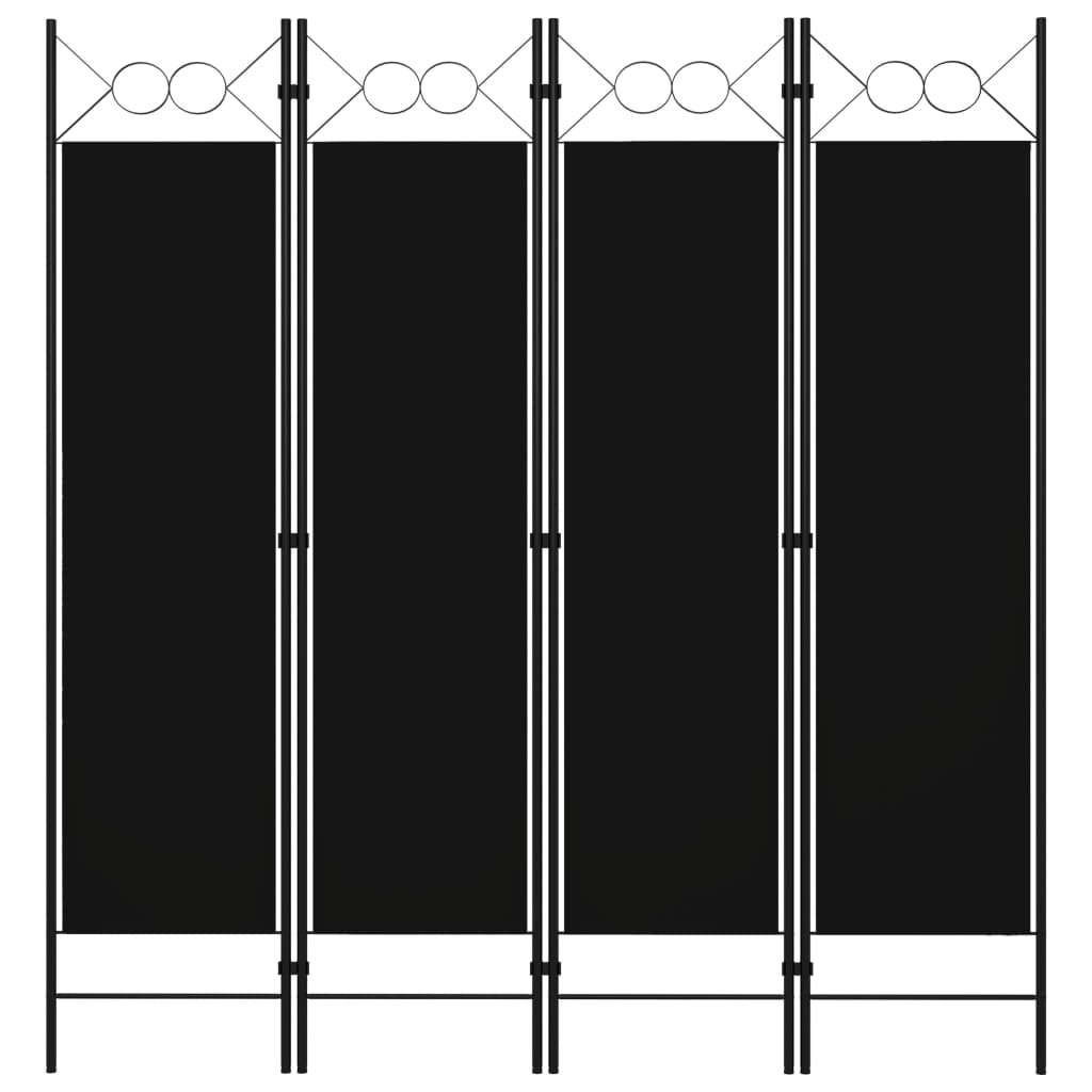 vidaXL Paravan de cameră cu 4 panouri, negru, 160 x 180 cm