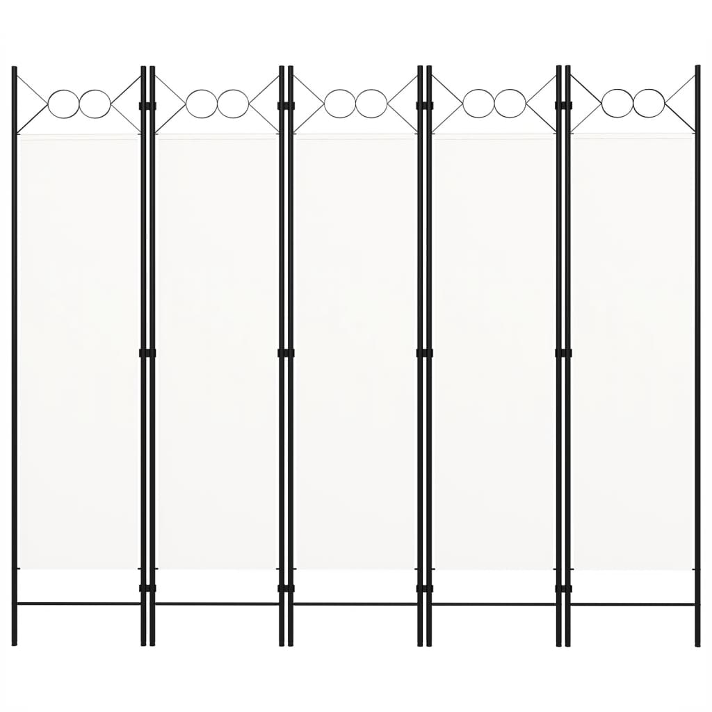 vidaXL Paravan de cameră cu 5 panouri, alb, 200 x 180 cm vidaXL Paravan de cameră cu 5 panouri, alb, 200 x 180 cm