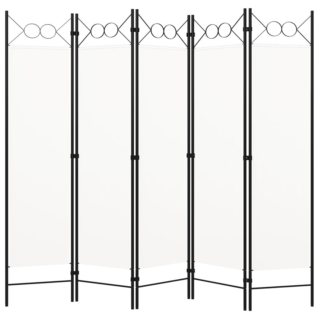 vidaXL Paravan de cameră cu 5 panouri, alb, 200 x 180 cm vidaXL Paravan de cameră cu 5 panouri, alb, 200 x 180 cm