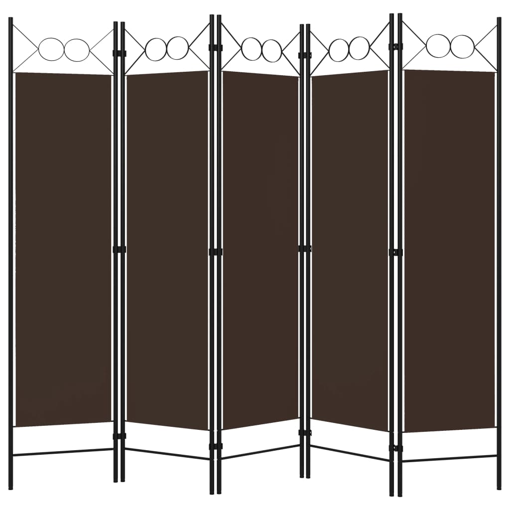 vidaXL Paravan de cameră cu 5 panouri, maro, 200 x 180 cm vidaXL Paravan de cameră cu 5 panouri, maro, 200 x 180 cm