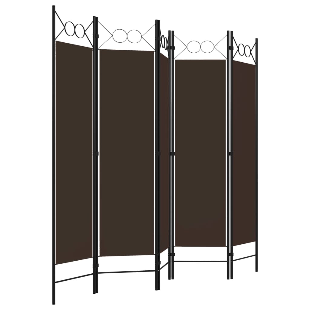 vidaXL Paravan de cameră cu 5 panouri, maro, 200 x 180 cm vidaXL Paravan de cameră cu 5 panouri, maro, 200 x 180 cm