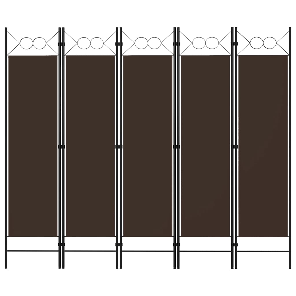vidaXL Paravan de cameră cu 5 panouri, maro, 200 x 180 cm vidaXL Paravan de cameră cu 5 panouri, maro, 200 x 180 cm